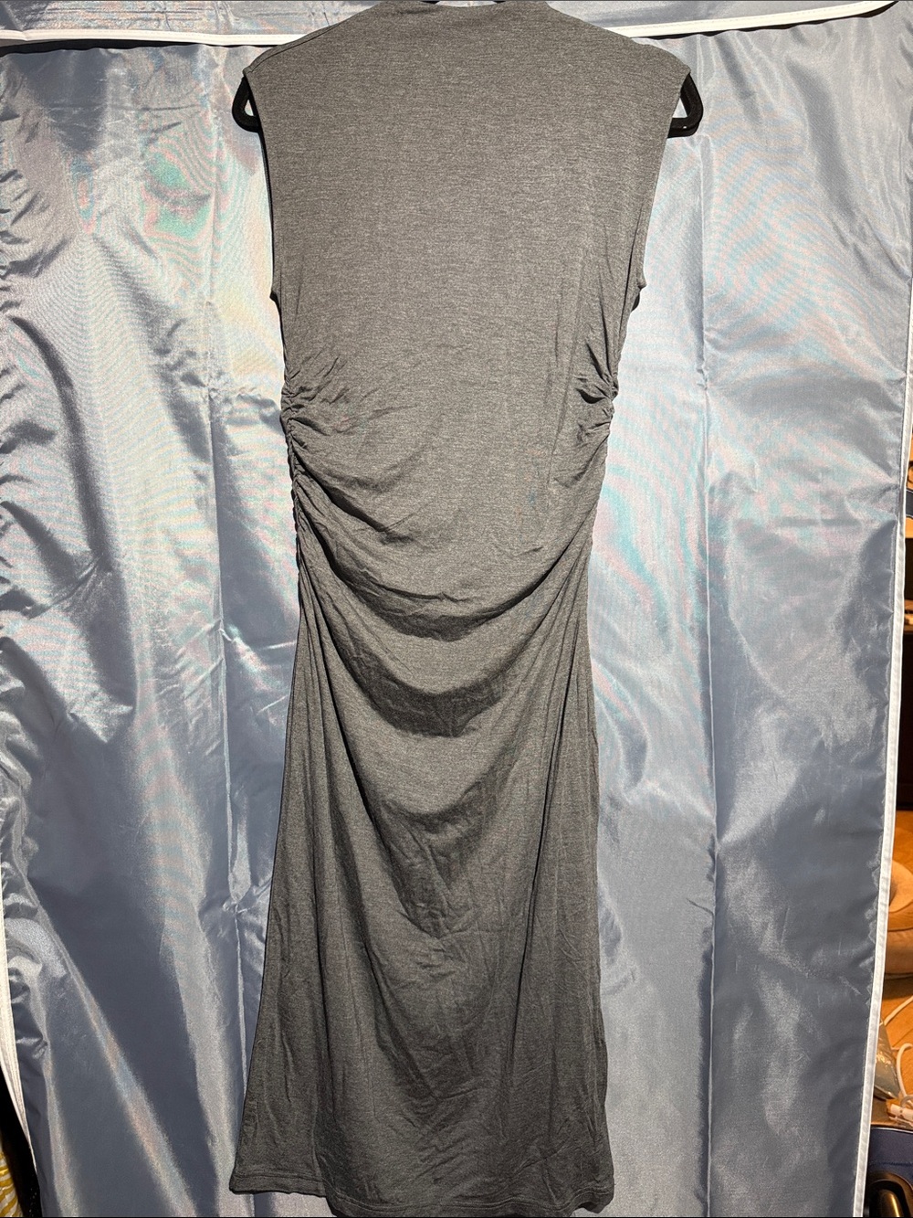 H&M Gray Sleeveless Ruched Maxi Dress